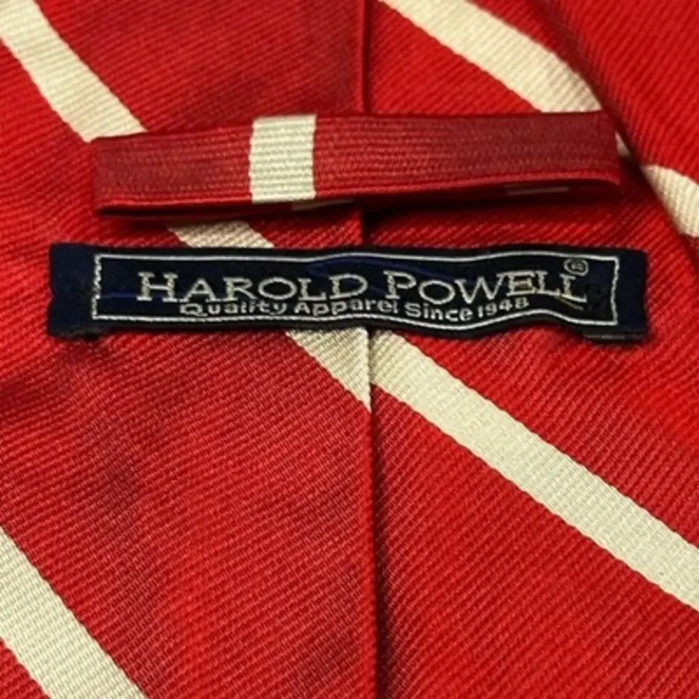 Harold Powell Neck Tie Adult Mens‎ Red/White Striped Silk USA Made 4” Necktie